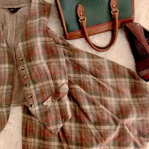 💫 Vintage AC Sport Alex Coleman 60s Pleated Plaid Flared Skirt & Matching Vest